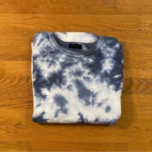 blue and white tie dye crew sweatshirt